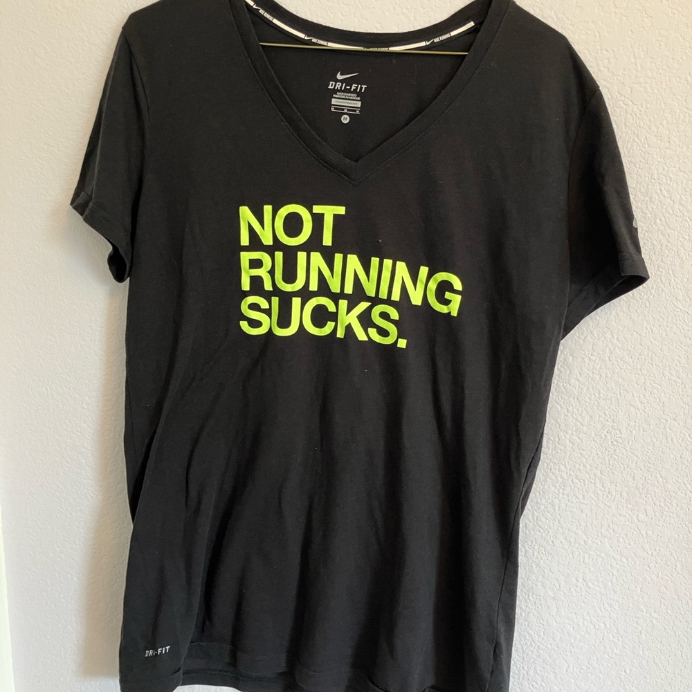 Nike Black Tee with Neon Green Text